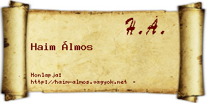 Haim Álmos névjegykártya